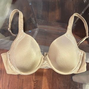 Bali tan satin with lace trim wire slight pad bra 34b